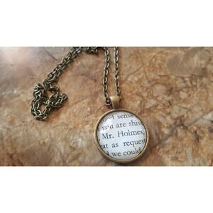 Sherlock Holmes book page pendant necklace
